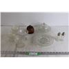 Image 1 : Salt and Pepper Shakers, (2) Glasses Dishes - (1) with Lid, Misc.