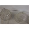 Image 2 : Glass Goblet, Blue Hen Dish Topper - No Bottom, (2) Dishes with Lids, Misc.
