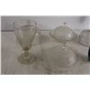 Image 3 : Glass Goblet, Blue Hen Dish Topper - No Bottom, (2) Dishes with Lids, Misc.