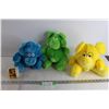 Image 1 : (3) Large Kodak Kokorin's - Green, Yellow, Blue; Tiny Felt Figurine in Box