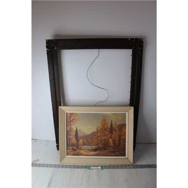 *Large Picture Frame and Framed Painting of Nature