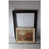 Image 1 : *Large Picture Frame and Framed Painting of Nature