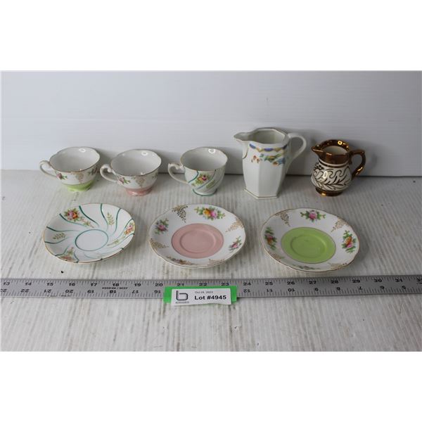 Assorted Tea Cups, Saucers and Creamers