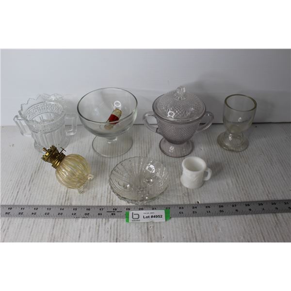 Glass Jars, Sugar Dish, Misc.