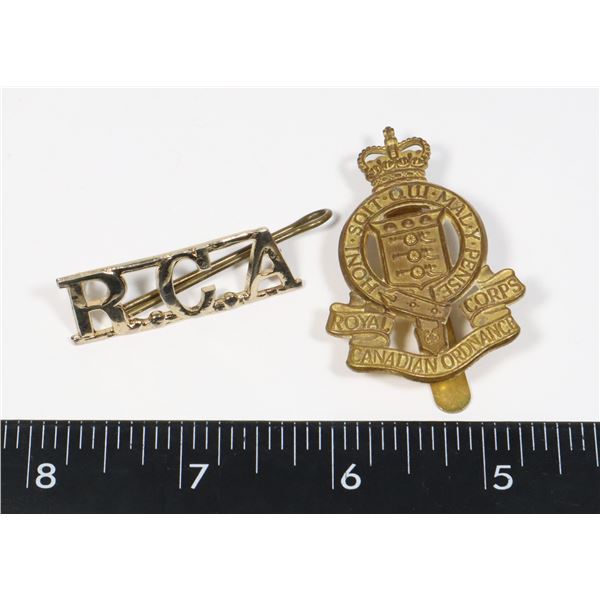 #589 LOT OF 2 CANADIAN MILITARY INSIGNIA CAP BADGE