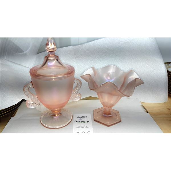 Pink Iridescent Glass Cat A