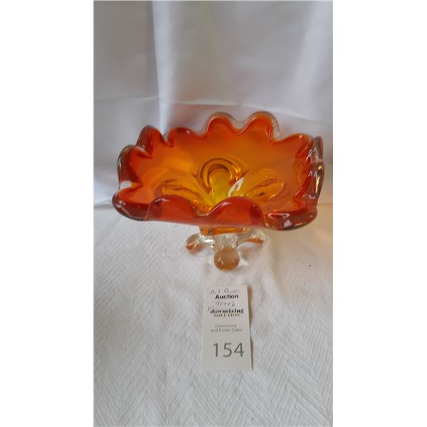 Art Glass Dish Cat A
