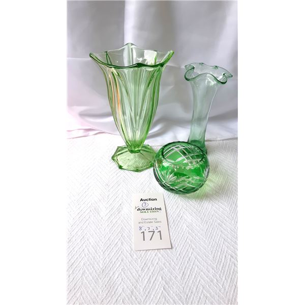 Green Art Glass Cat A