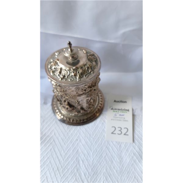 Antique Silverplated Container Cat A