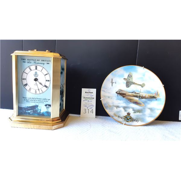 Mantle Quartz Clock & Plate Cat A