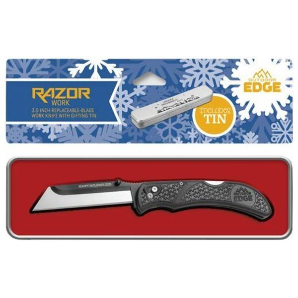 OUTDOOR EDGE RAZOR-WORK 3" BLADE BLACK W/GIFT TIN