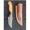 Image 1 : Hand Forged Damascus Steel Knife with Leather Sheath