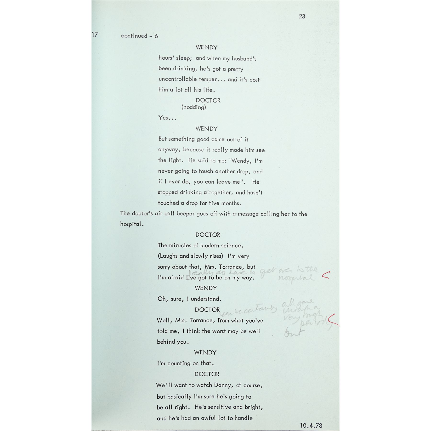 Kubrick Script Lot #327: THE SHINING (1980) - Stanley Kubrick's Hand-Annotated ...