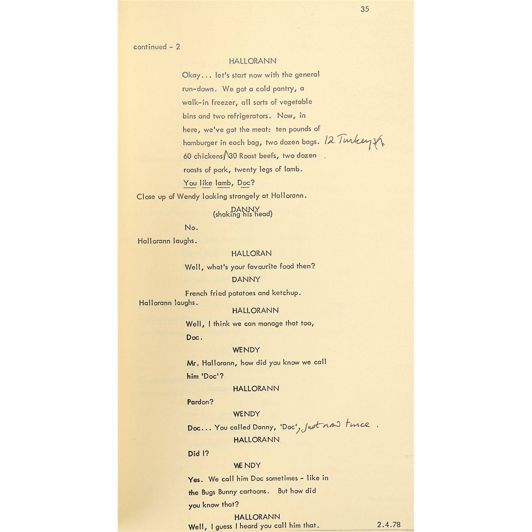 Kubrick Script Lot #327: THE SHINING (1980) - Stanley Kubrick's Hand-Annotated ...