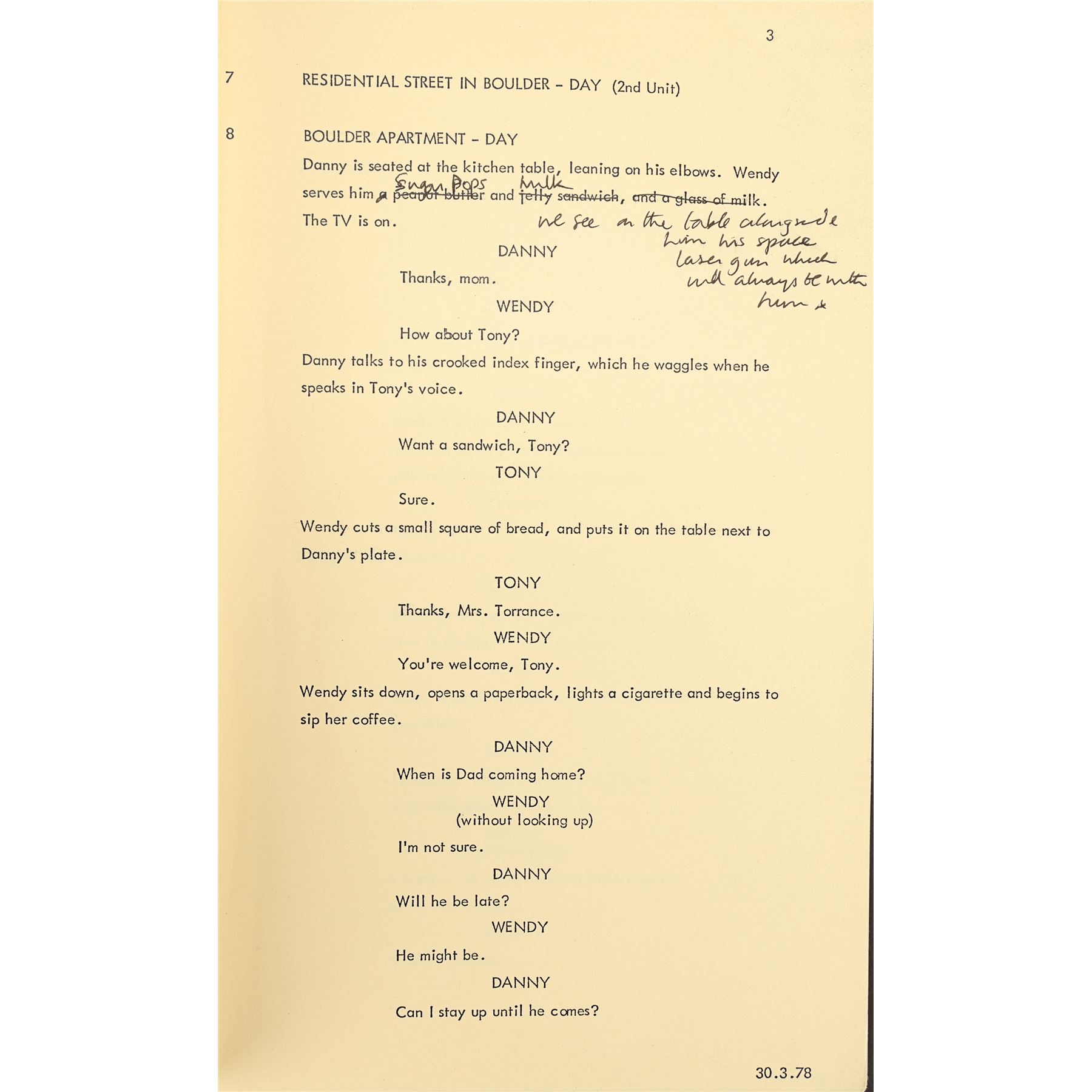 Kubrick Script Lot #327: THE SHINING (1980) - Stanley Kubrick's Hand-Annotated ...