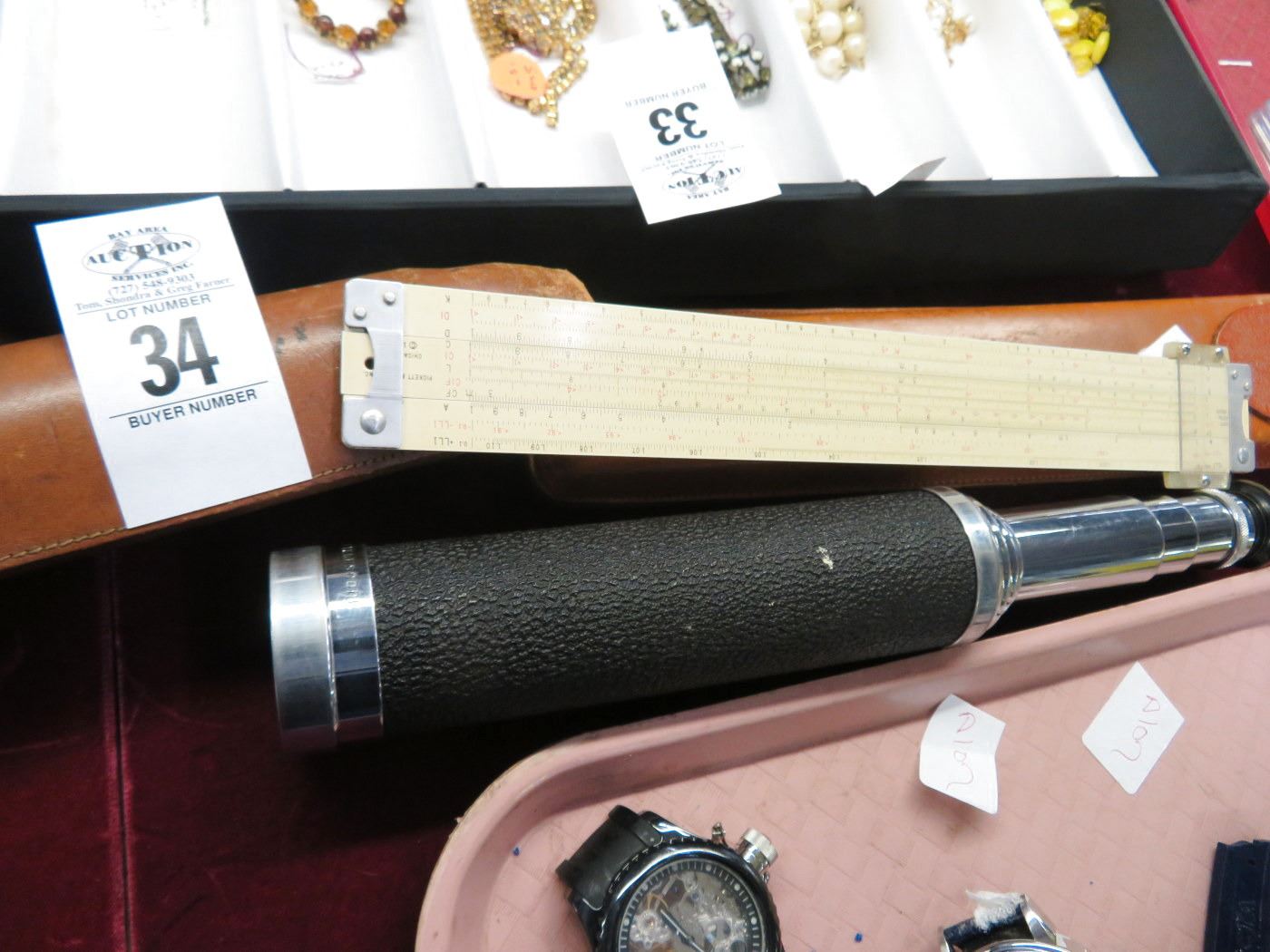 Portable Telescope w/Case, Vintage Ruler w/Case