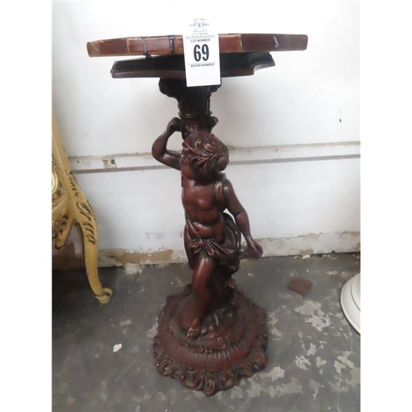 Cherub Figural Round Pedestal Side Table