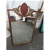 Image 1 : Mahogany Trim Ornate Crown Top Wall Mirror - No Shipping