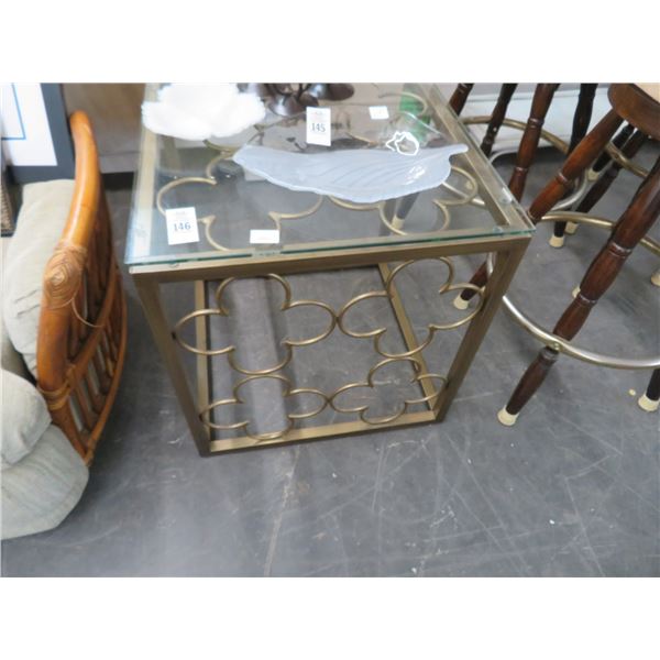 Ornamental Iron Glasstop End Table