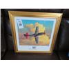 Image 1 : Framed Aviation Art P51 Mustang w/First Day Issue Stamp