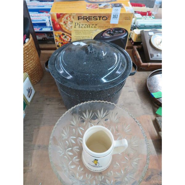 Presto Pizza Oven, Peanut Mug, Bake Pan, Punch Bowl