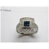 Image 2 : 18K WG Sapphire & Diamond Ring w/4 Square Cut Sapphire and 49 Round Cut