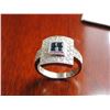 Image 4 : 18K WG Sapphire & Diamond Ring w/4 Square Cut Sapphire and 49 Round Cut