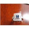 Image 5 : 18K WG Sapphire & Diamond Ring w/4 Square Cut Sapphire and 49 Round Cut