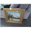 Image 1 : Framed Bridge Scene Reverse Glass Painting