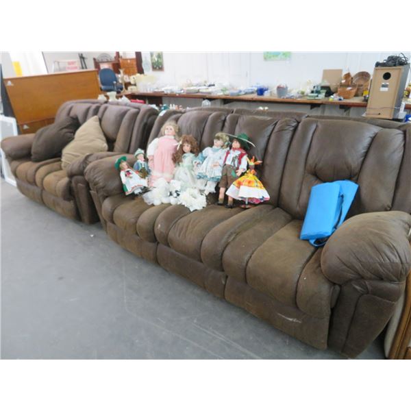 Brown Microfiber Reclining Sofa/Loveseat Set