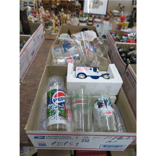 Pepsi Die Cast Collector Glasses, Kitchen Utensils, Marble Block - 3 Boxes