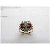 Image 2 : 14K YG Ruby & Diamond Ring w/2 Oval Mixed Cut Rubies and 17 Round Cut