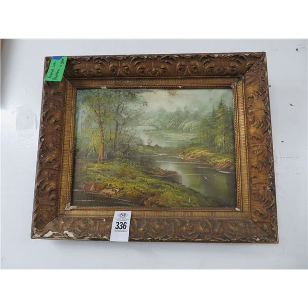 Vintage Oil On Board River Scene Framed and Artist Signed