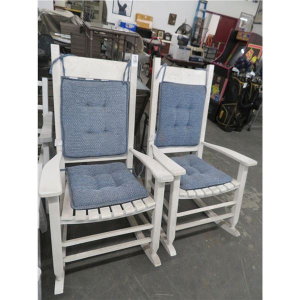 White Plank Patio Rockers - Pair