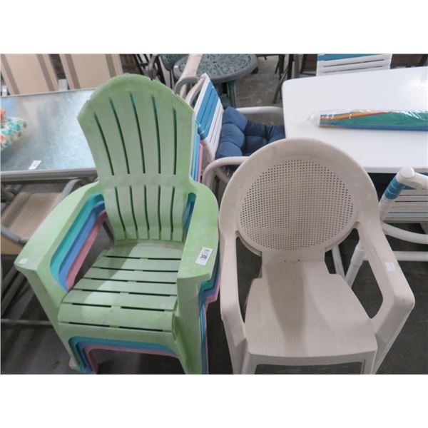 Plastic Patio Adirondack Chairs 4, 2 Armchairs