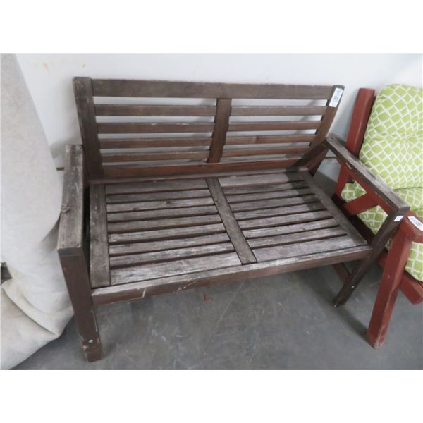 Brown Plank Patio Bench