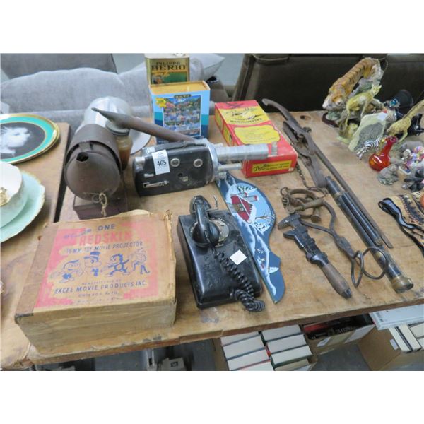 Vintage Projector, Telephone, Toys and Implements - Large Lot