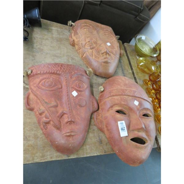 3-Large Cast Tribal Mask - 3 X $