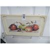 Image 1 : Framed Wall Plate, Bird/Fruit and Butterfly - 10 X 18