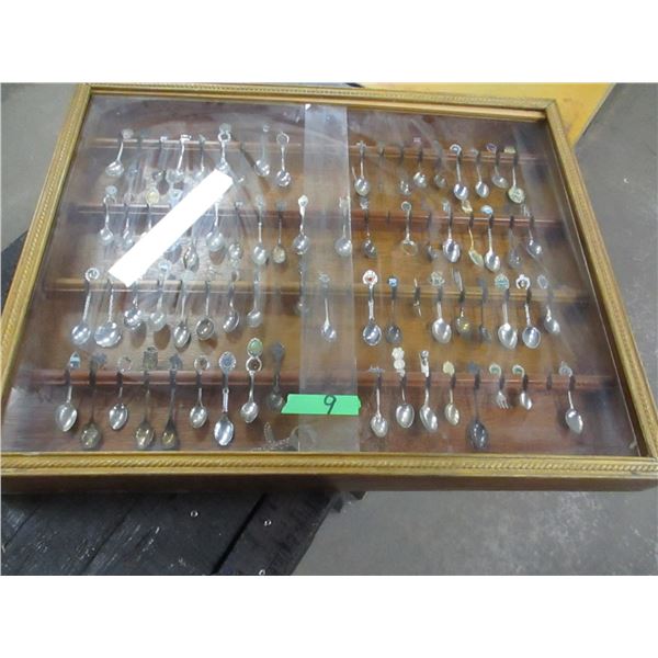 ESTATE:  DISPLAY SHOWCASE C/W COLLECTOR SPOONS