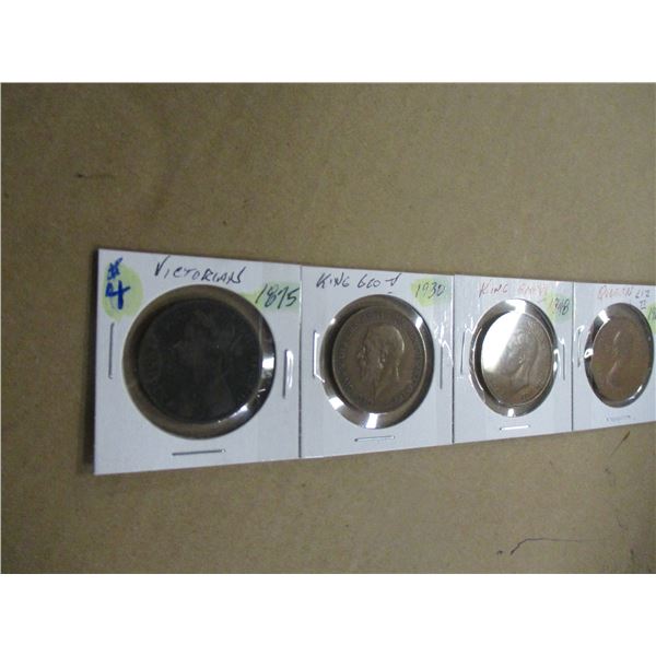 1875 VICTORIAN, 1930 KEVII, 1948 KGVI & 1961 QEII LARGE PENNIES