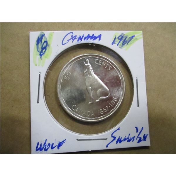 1967 WOLF CANADA SILVER HALF DOLLAR