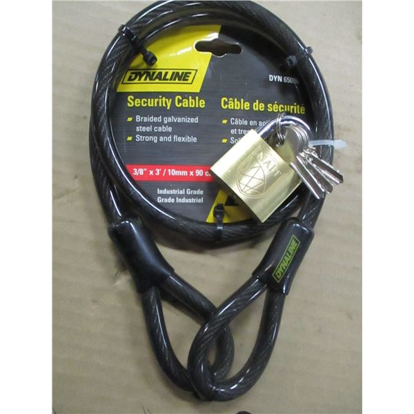 NEW:  3/8" X 3' SECURITY CABLE C/W LOCK & KEYS