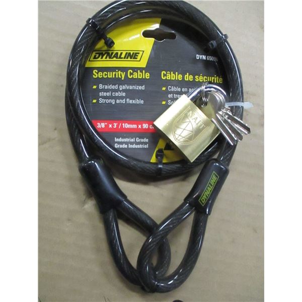 NEW:  3/8" X 3' SECURITY CABLE C/W LOCK & KEYS