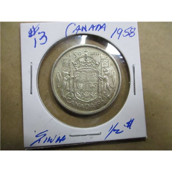1958 CANADA SILVER HALF DOLLAR