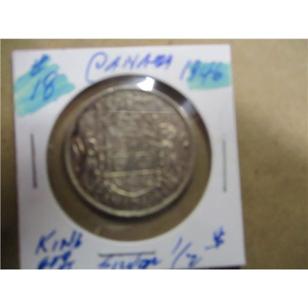 1946 CANADA KING GEORGE VI SILVER HALF DOLLAR