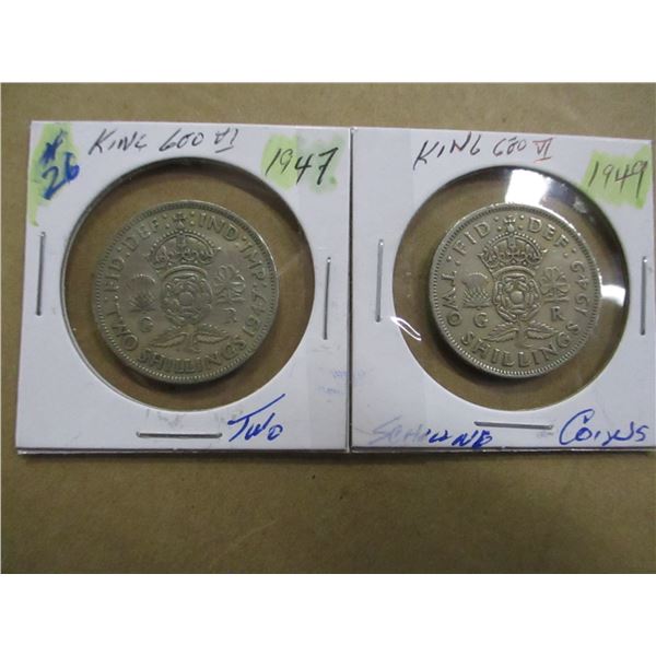 1947 - 1949 KING GEORGE VI 2 SCHILLING COINS