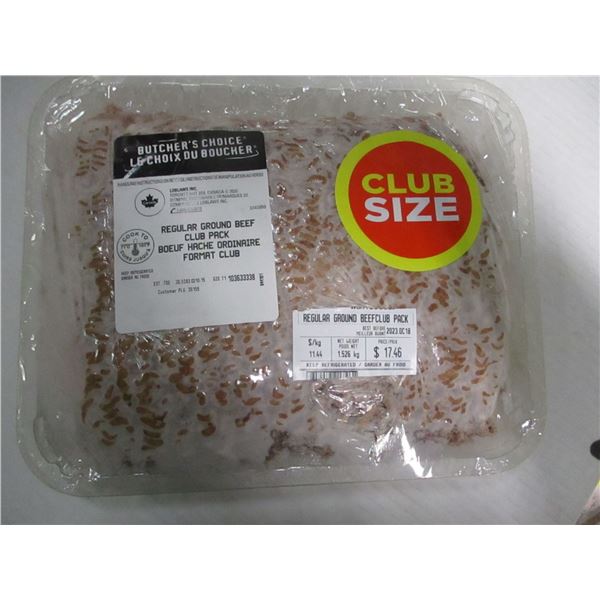 SHELF PULLS (AS IS):  CLUB PACK REGULAR GROUND BEEF (APPROX. $15.70)