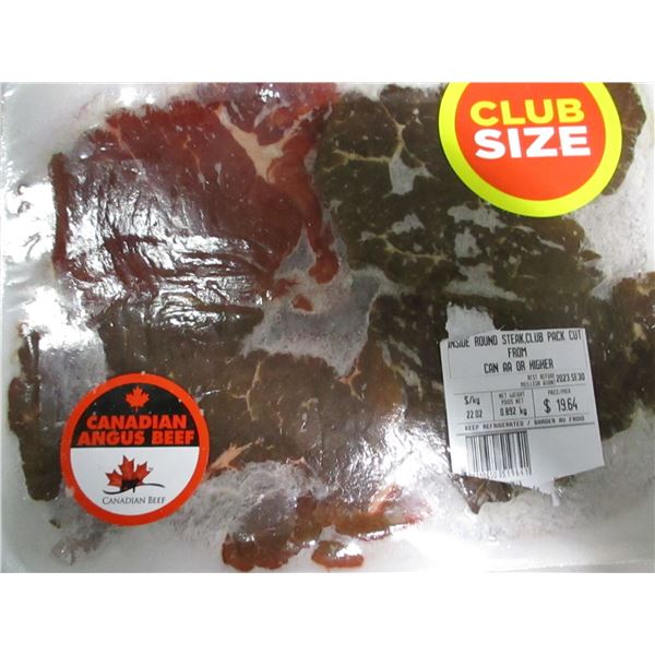SHELF PULLS (AS IS):  CLUB SIZE INSIDE ROUND STEAK (APPROX. $19.64)