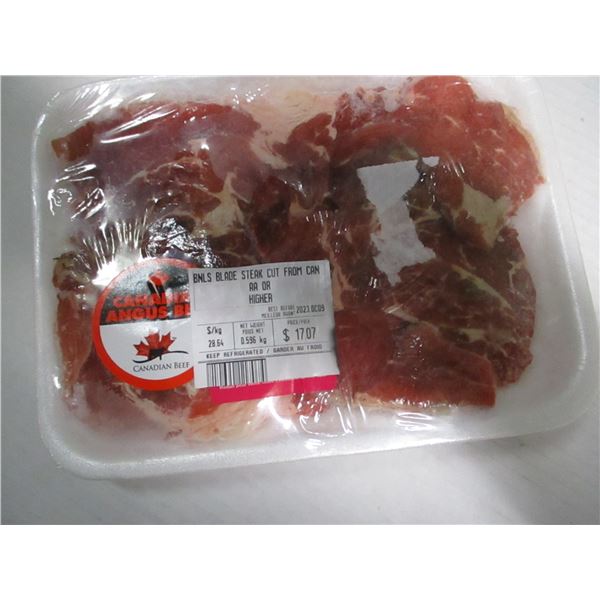 SHELF PULLS (AS IS):  BONELESS BLADE STEAK (APPROX. $17.07)